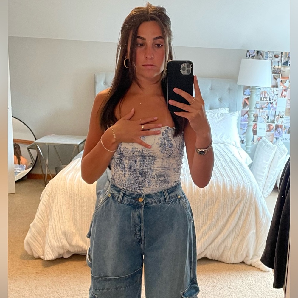 White and Blue Tube Top